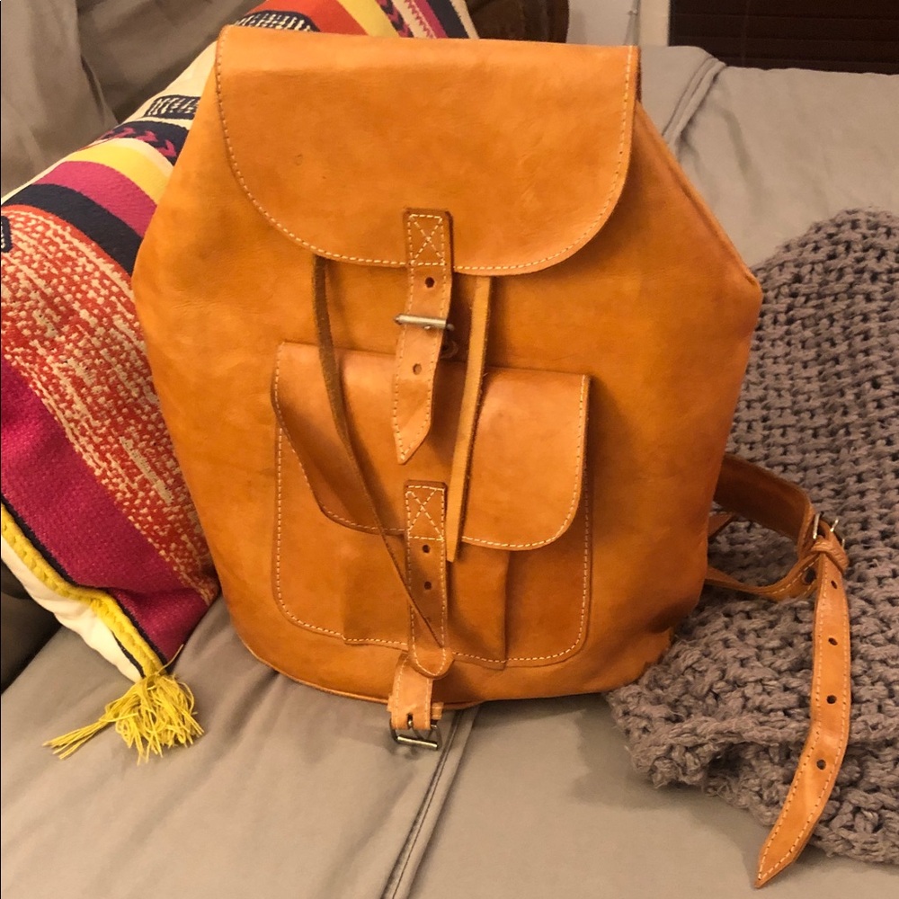 Gorgeous Cowhide Tan Leather Backpack